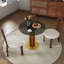 Table de salle à manger ronde moderne, table en verre trempé de 33,5 po avec pieds en bois et base dorée, table de cuisine pour 2 personnes pour petit espace, capacité de poids de 150 lb (seulement la table de Négociation)