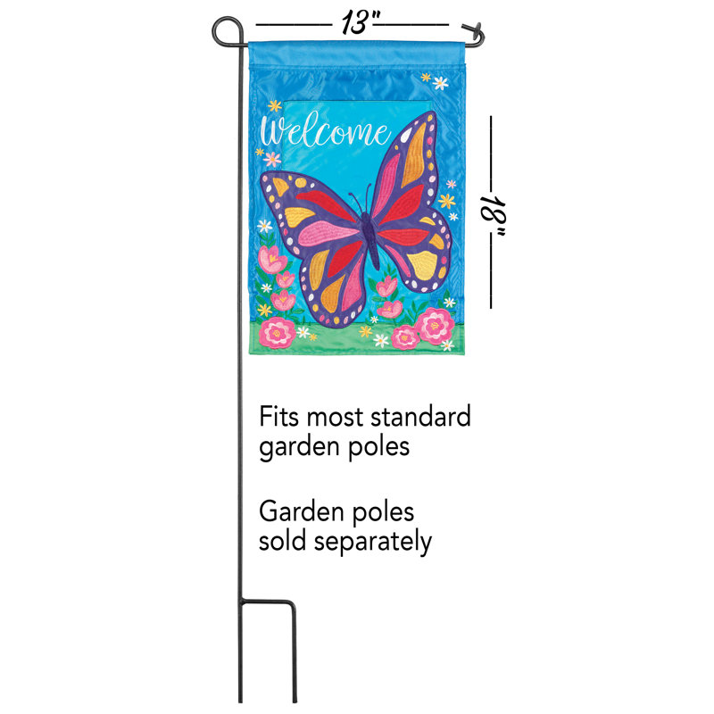 Grand drapeau de jardin papillon en polyester 2 faces 18 po x 13 po