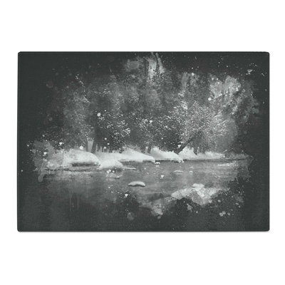 Winter Forest and Lake Chopping Board