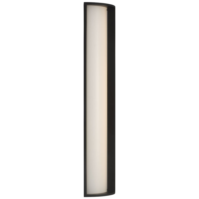 Barbara Barry Phinn 18" Linear Bath Sconce in Modern Iron with White Glass, Steel, Modern Iron
