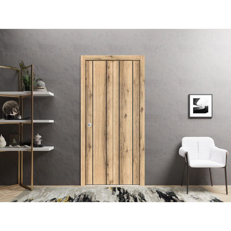 Porte pliante en bois massif massif, Chêne, 56 po x 80 po