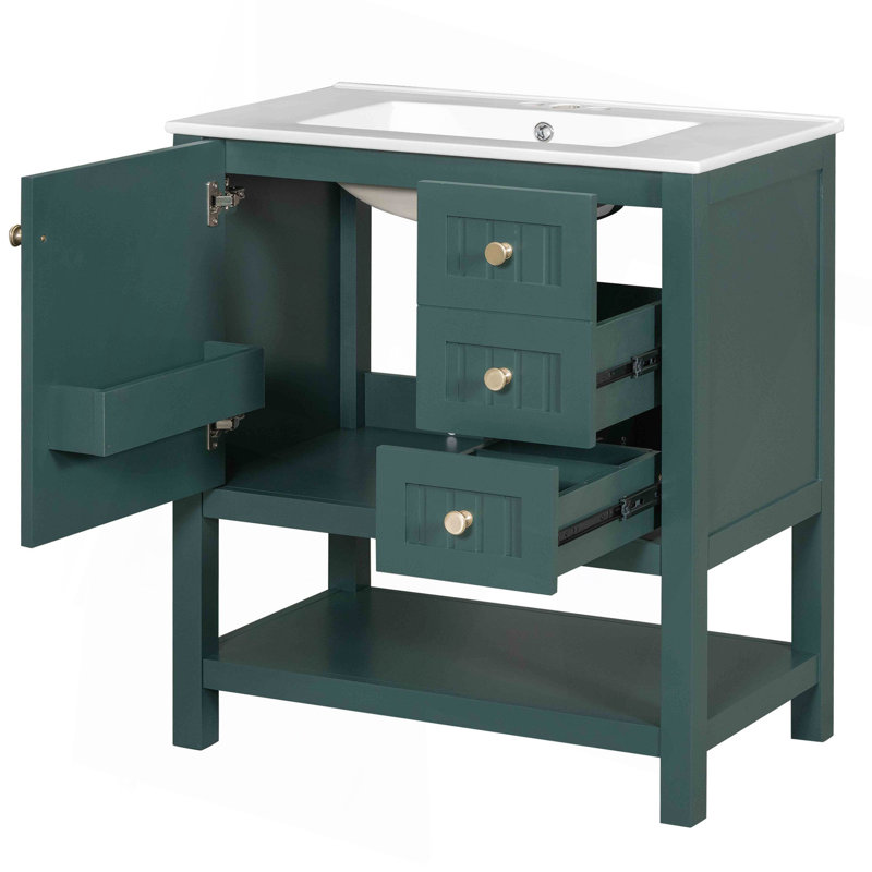 Meuble-lavabo de style transitionnel 30 po avec lavabo en céramique