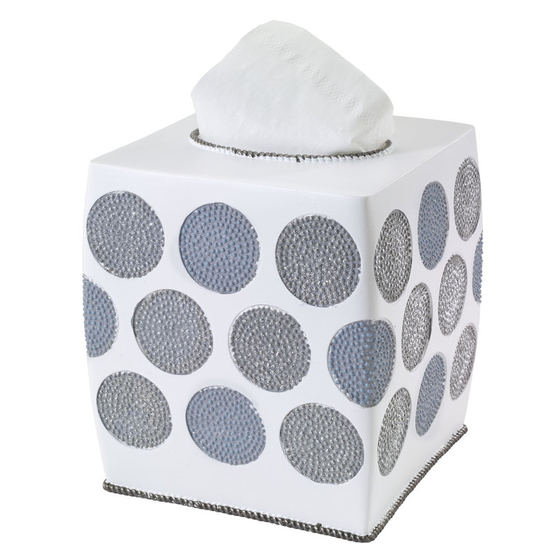 White and Blue Dotted Circles Resin Tissue Box Cover