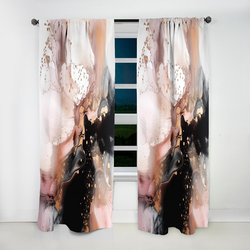 Glain - texture or rose Splash Marble II - rideau en velours moderne - obscurcissant - 1 panneau, L 52 po x L 108 po