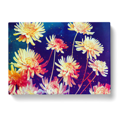 Vibrant Chrysanthemum Flowers - Wrapped Canvas