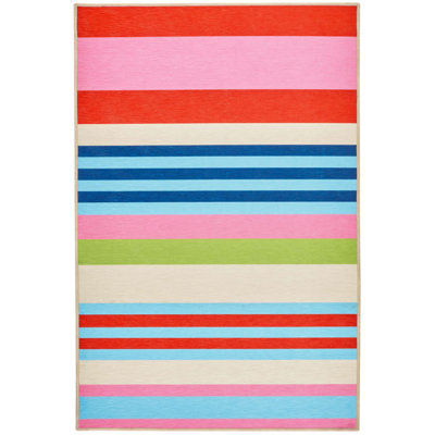 Beach Stripe Multi Machine Washable Rug