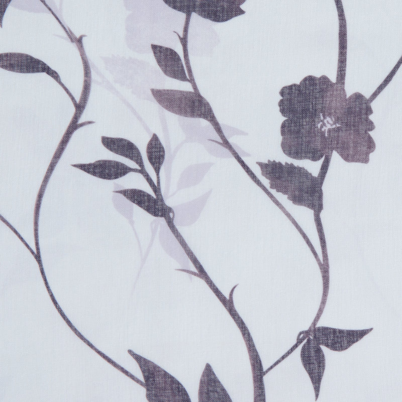 Keohane 2-Panel Floral Textured Sheer Curtain Panels 3-In-1 Back Tab, Rod Pocket, Ring Tab, Aubergine, 52" W x 63" L