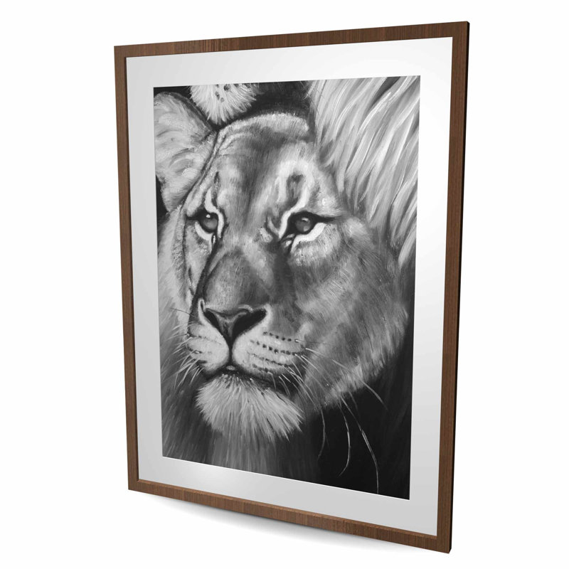 Lion and Lioness Print - Black Animals Framed Matted Decor