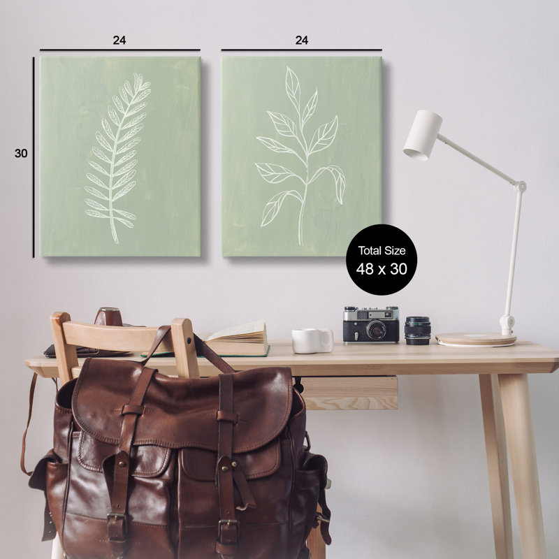 "Forest Fern Sprigs", ensemble d'art sur toile 2 pièces par Patricia Pinto, H 30 po x l 24 po