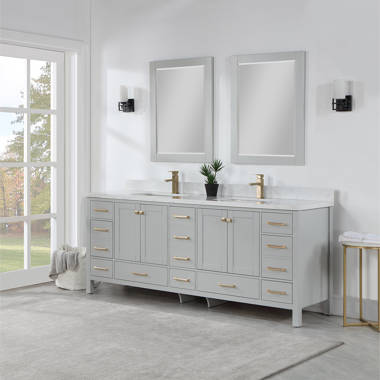 EA2- 60'' Double Sink Ash Grey Modern Bathroom Vanity W/6 Drawers and –  Elsa Bath Inc