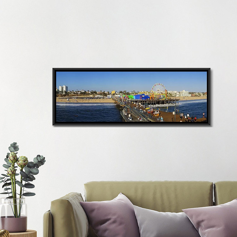 « santa monica pilier », reproduction de photo sur toile, H 16 po x l 48 po x P 1,5 po, Toile avec cadre noir