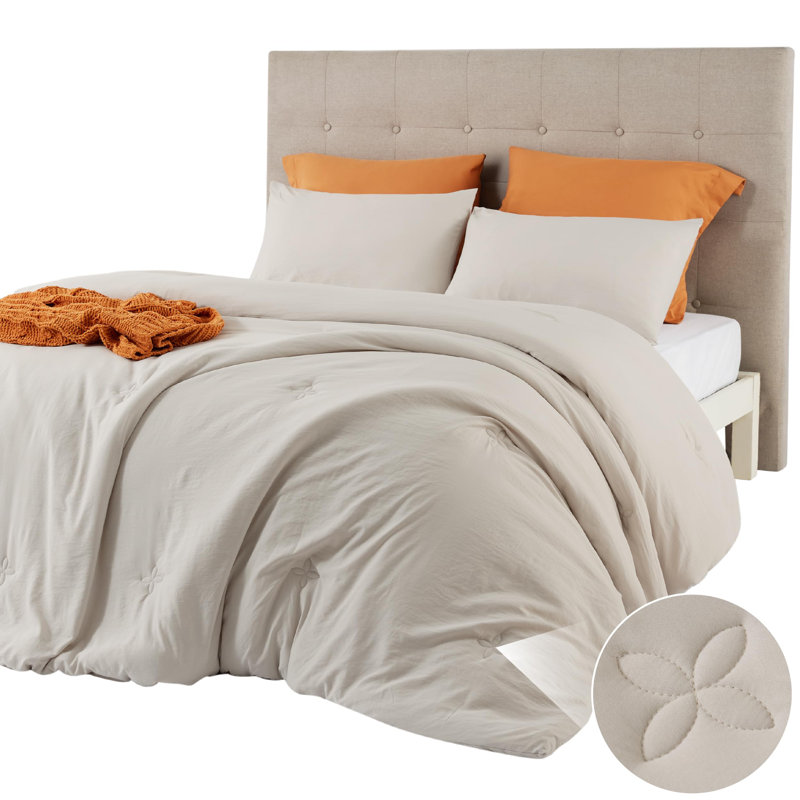 Bedsure Comforter Set-Cotton Like-Clover, Full Comforter + 2 Full Shams, Natural