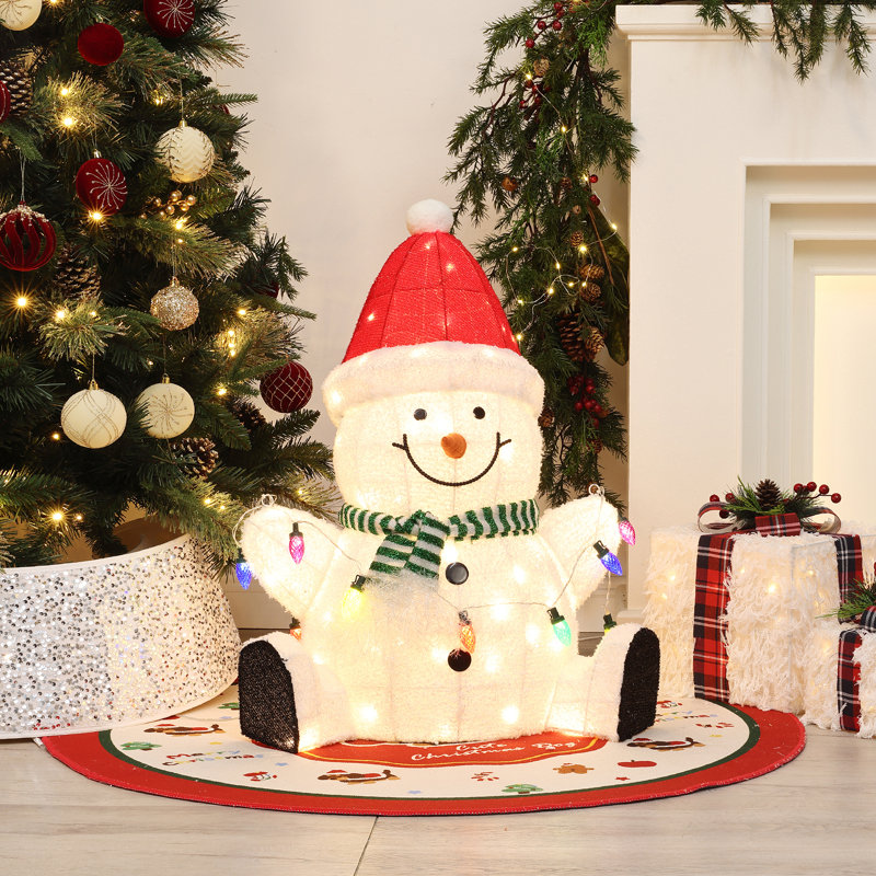 Décoration de Noël avec bonhomme de neige 2,3 pi avec bonhomme de neige rouge 2,3 pi