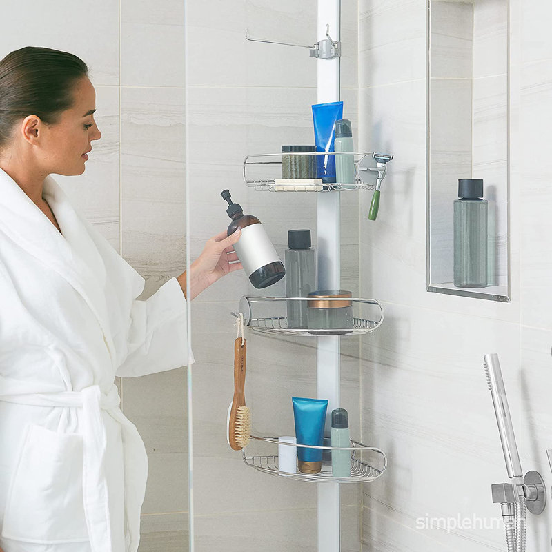 Stainless Steel Adjustable Tension Pole Shower Caddy