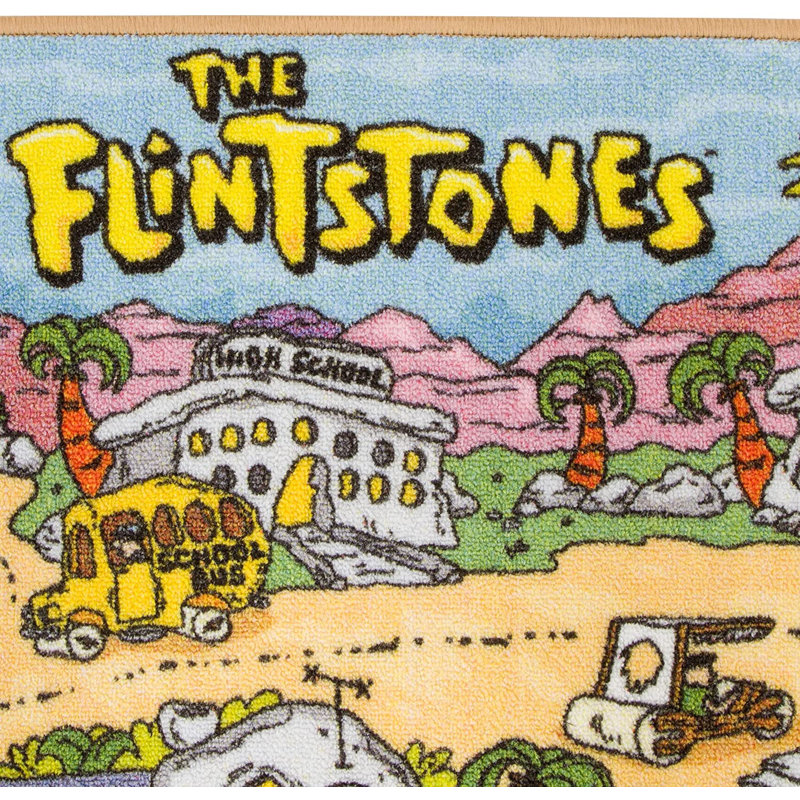 The Flintstones City Road Car Educational Learning Game Non Slip Kids Rug Classroom Playroom Mat, Rectangle 5' x 6'6"