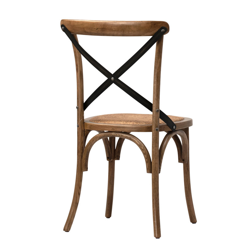 Gaston Oak Wood Upholstered Dining Chair, Brown/Black