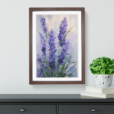 Lavender Flower Gestural - Single Picture Frame Print on Wood