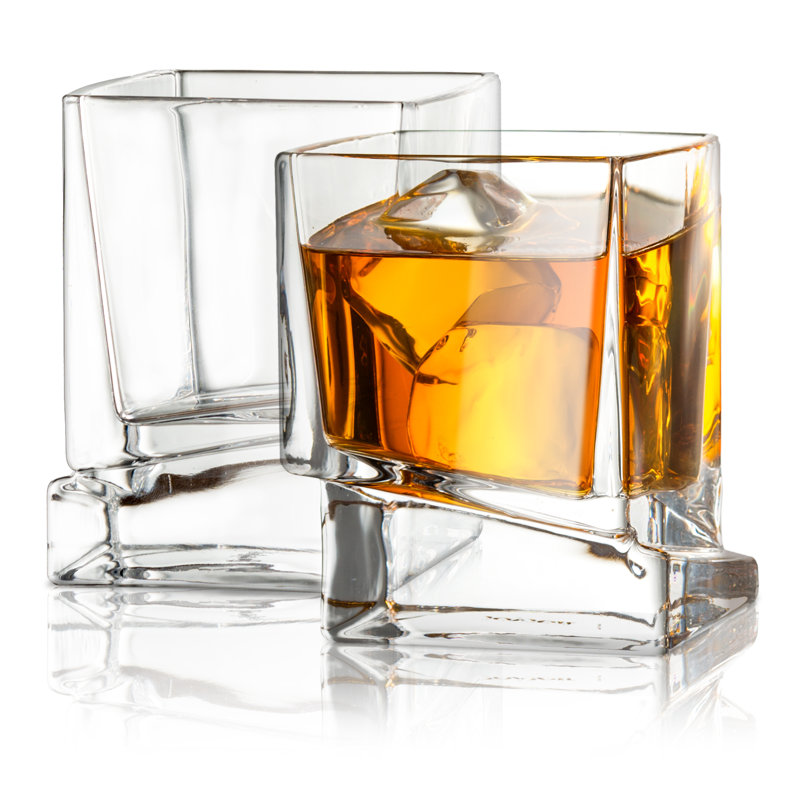 JoyJolt Carre 10oz Clear Square Whiskey Glass Set