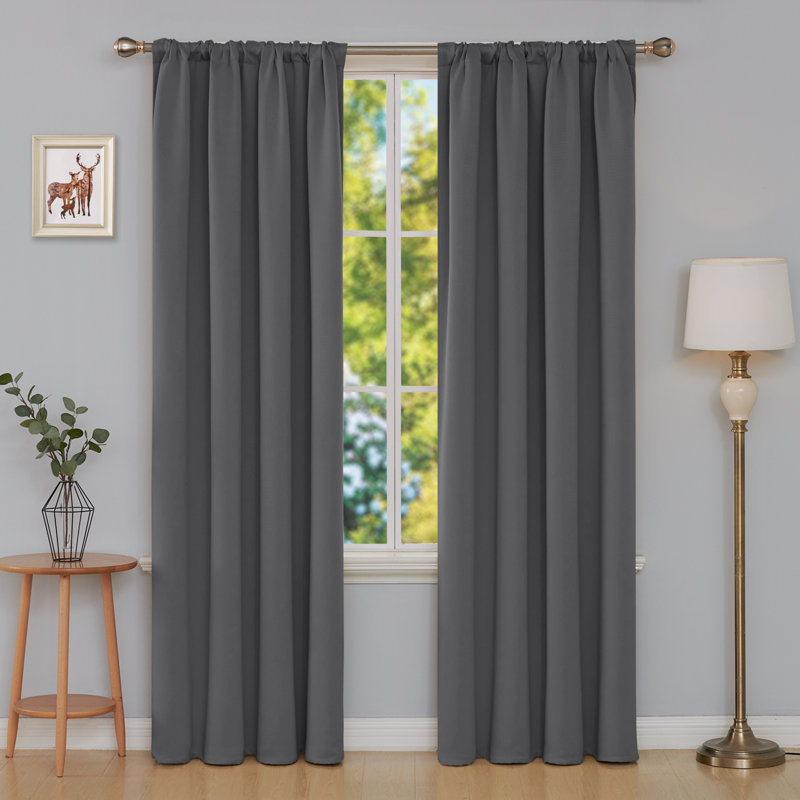 Maksymilan Room Darkening Curtain Pair, 38" W x 84" L, Gray