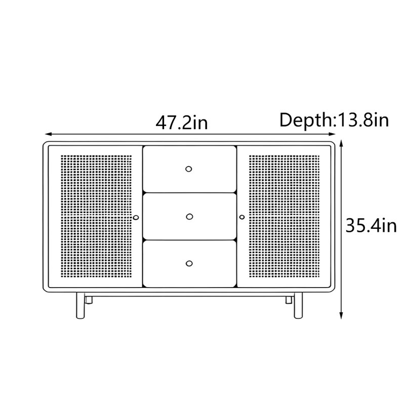 Armoire d'entrée moderne en pin massif minimaliste, H 35,4 po x l 47,2 po x P 13,8 po