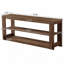 Console basse 63 po en bois massif, table de canapé d'entrée étroite avec tablettes de rangement à lattes, table d'appoint rustique pour petits espaces