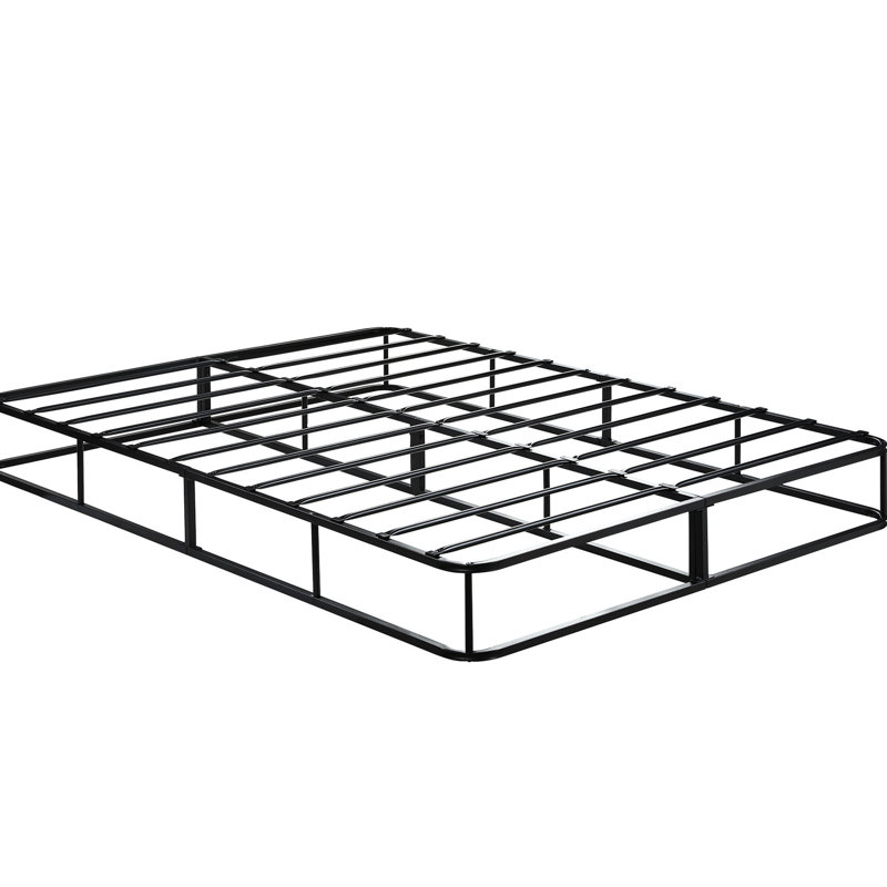 King Mattress Foundation With Black Metal, Textured Fabric Cover, 12 Slat Support, 8.5" Tall, Easy Assembly Process Foundation: Installation , 700lb Weight Capacity, Bedroom Accessory