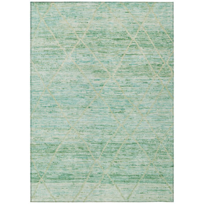 Flamara Green Washable Indoor-Outdoor Rug - 