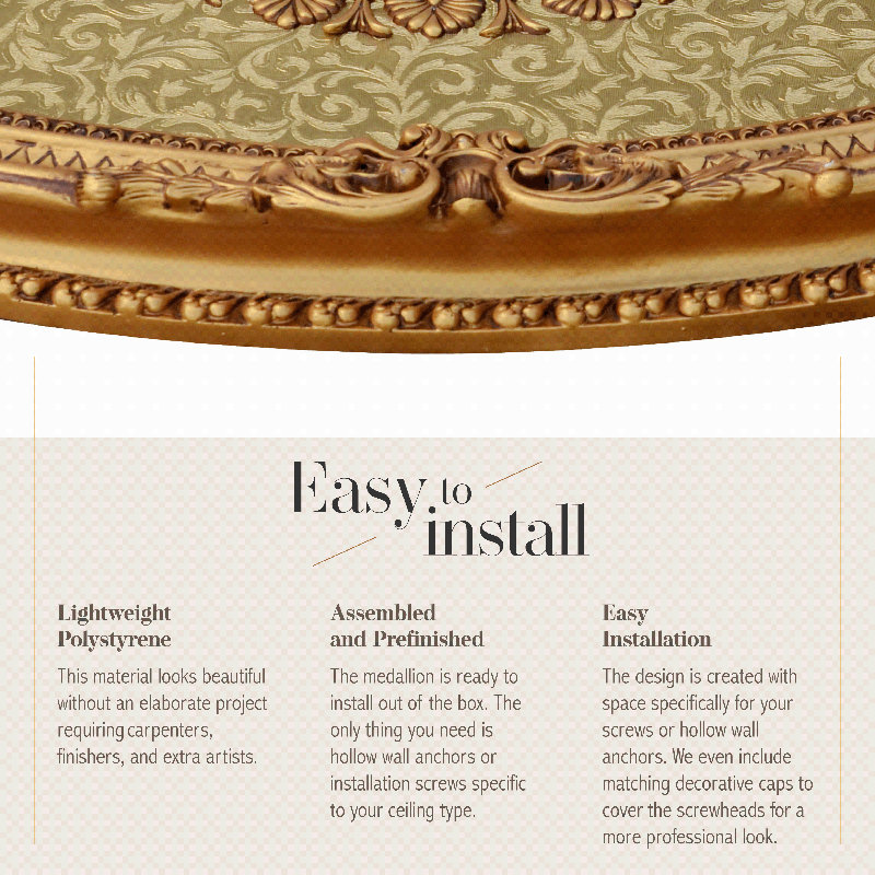 Lustre ovale médaillon de plafond, Doré
