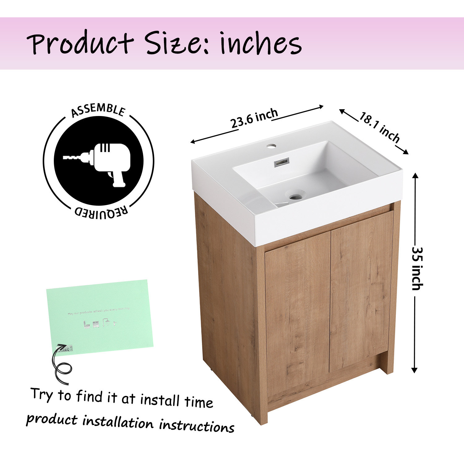 Millwood Pines 24" Bathroom Vanity With Sink, 24 Inch Freestanding ...