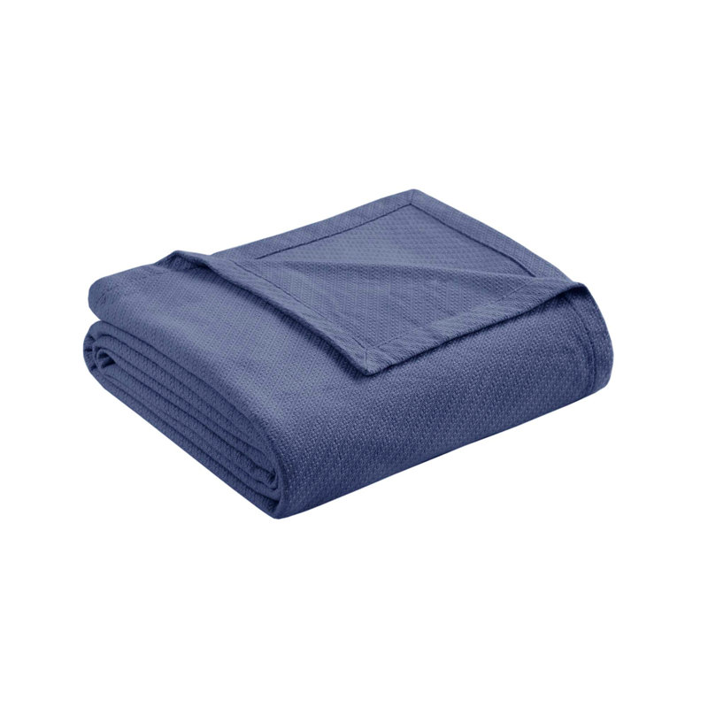 Couverture en peluche sculptée, Coton bleu marine, Très grand lit