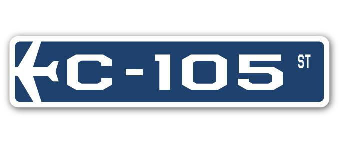 Plaque de rue militaire en aluminium Bieber C-105 Air Force, H 4 po x l 18 po x P 1 po