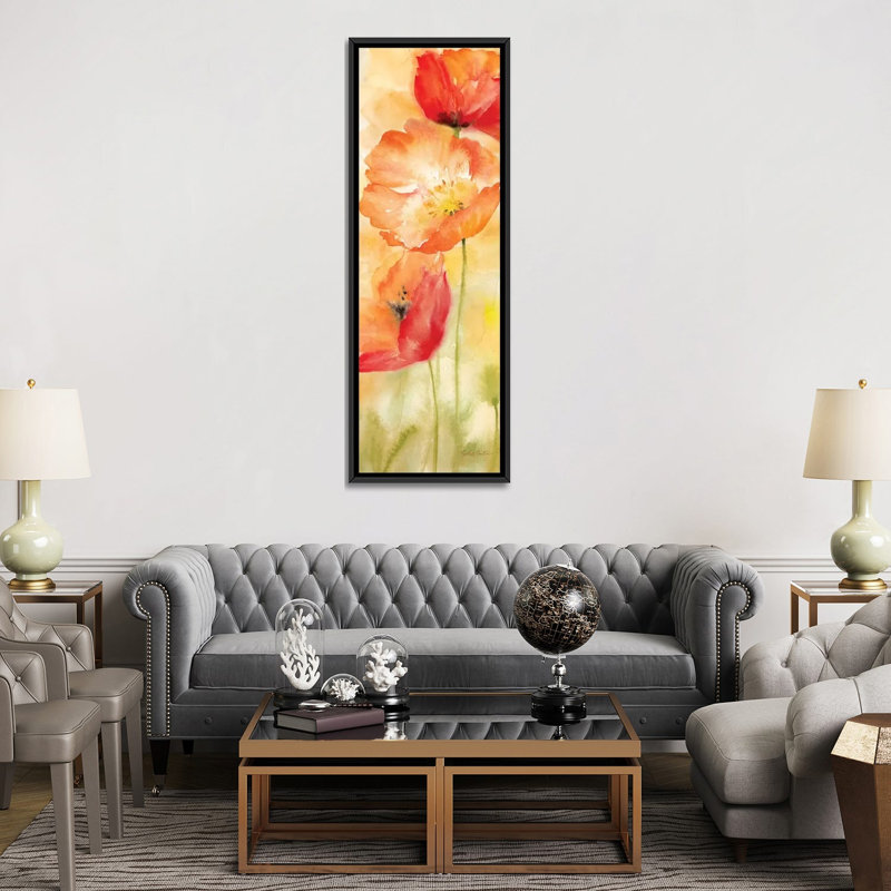 «Poppy Meadow Spice Panel II», reproduction sur toile, H 36 po x l 12 po x P 1,5 po, Toile encadrée noire
