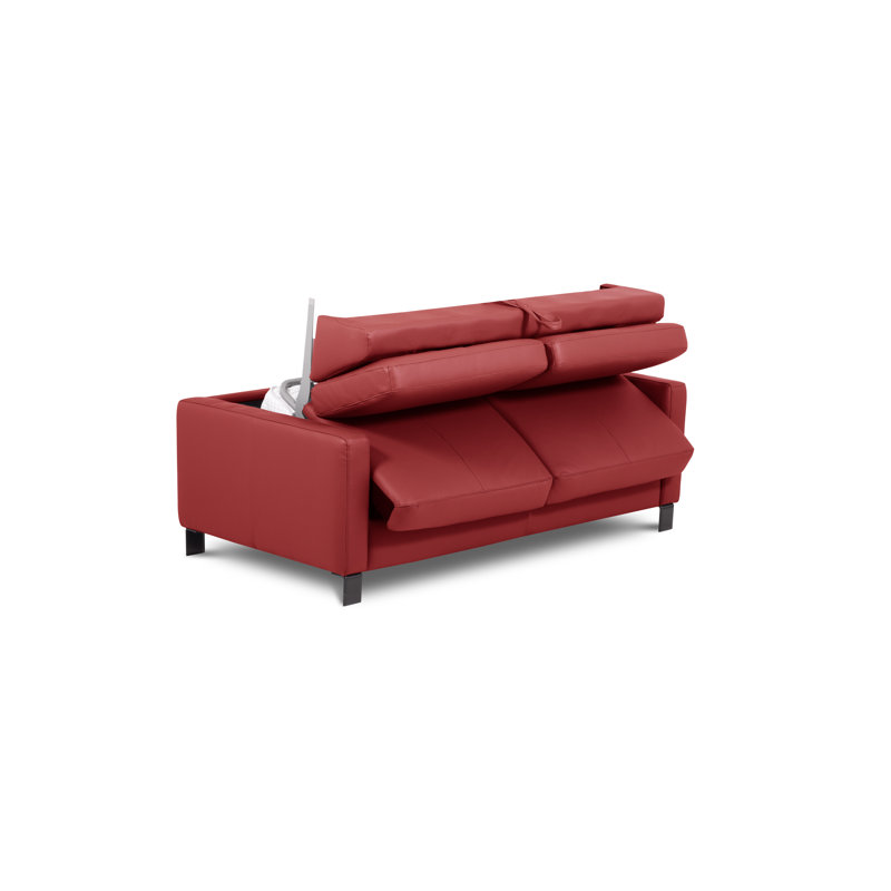 Najmul Genuine Leather Foldable Sofabed with Mattress, Red