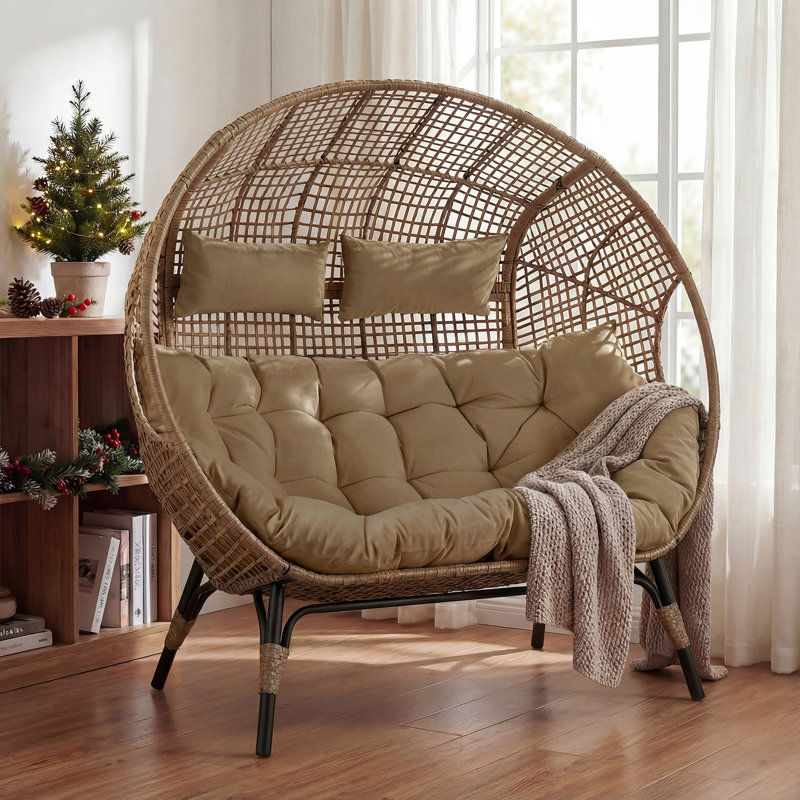 Fauteuil en osier 2 pièces Damarie, Brun