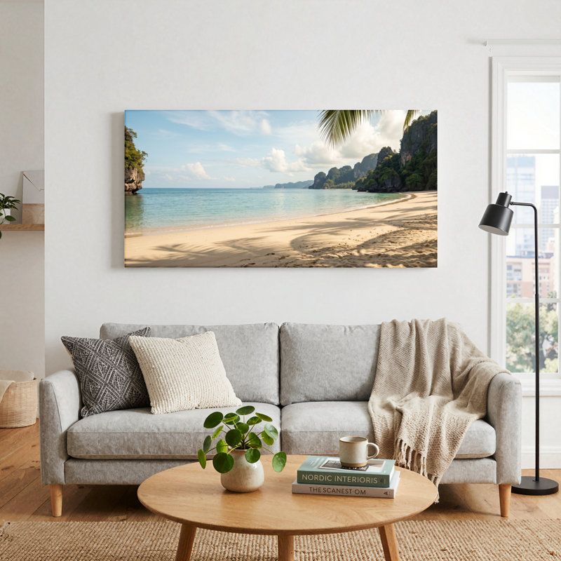 Ensemble de 1 tableau sur toile « Plage tropicale », 32“W x 16”H, Toile tendue