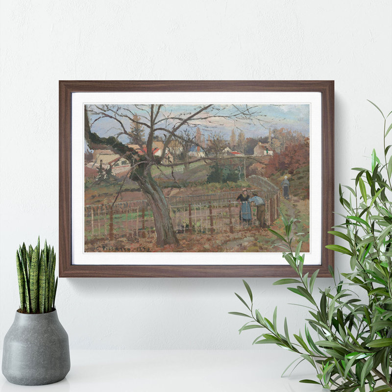 The Fence 1985.64.31 by Camille Pissarro - Picture Frame Painting, 36cm H x 48cm W x 2cm D, Walnut