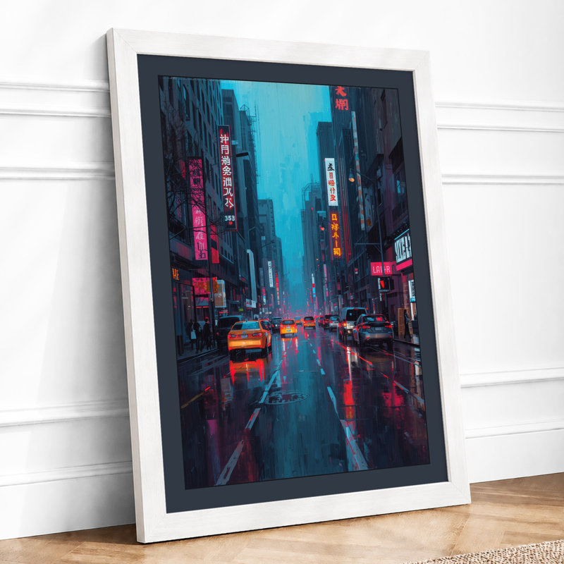 Neon Rain Modern - Print, A4 - 29.7 x 21.0 cm, White