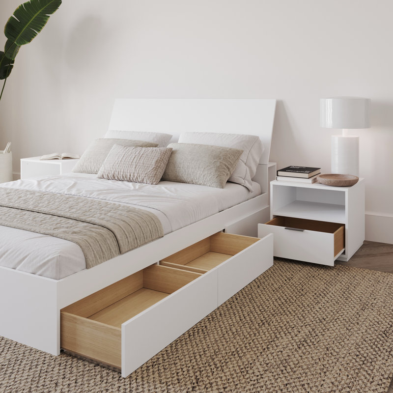 Ensemble de chambre à coucher avec rangement réversible 4 pièces Ganta, Grand, Blanc