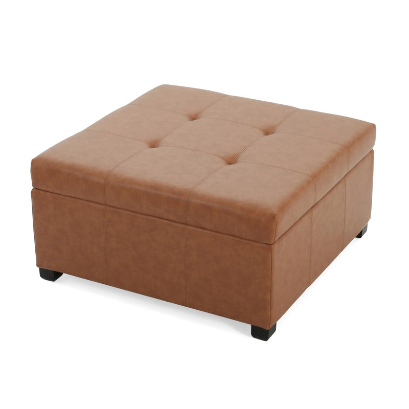Similicuir brun cognac avec motif gaufré et pieds en bois de bouleau, convient pour le rangement dans la chambre à coucher, 34,51 po de profondeur, avec support élégant, décor polyvalent, largeur