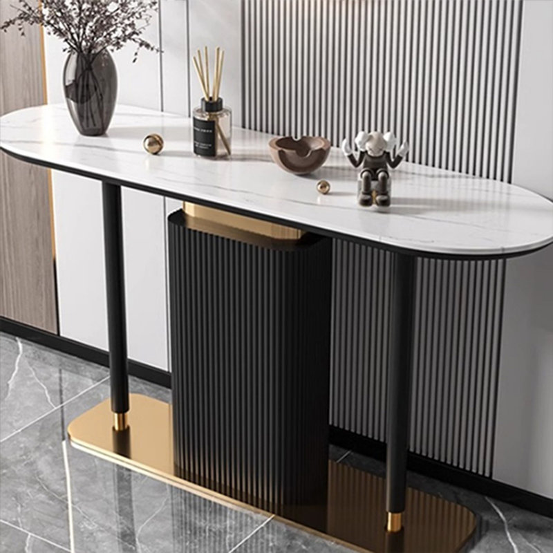 Console sophistiquée et tendance, H 33,46 po x l 63 po x P 13,78 po, Noir et or
