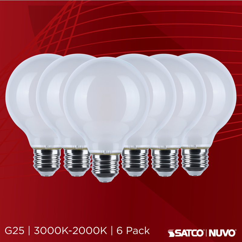 8 Watt LED G25 3000K-2000K Warm Dimming Medium Base White Finish, White
