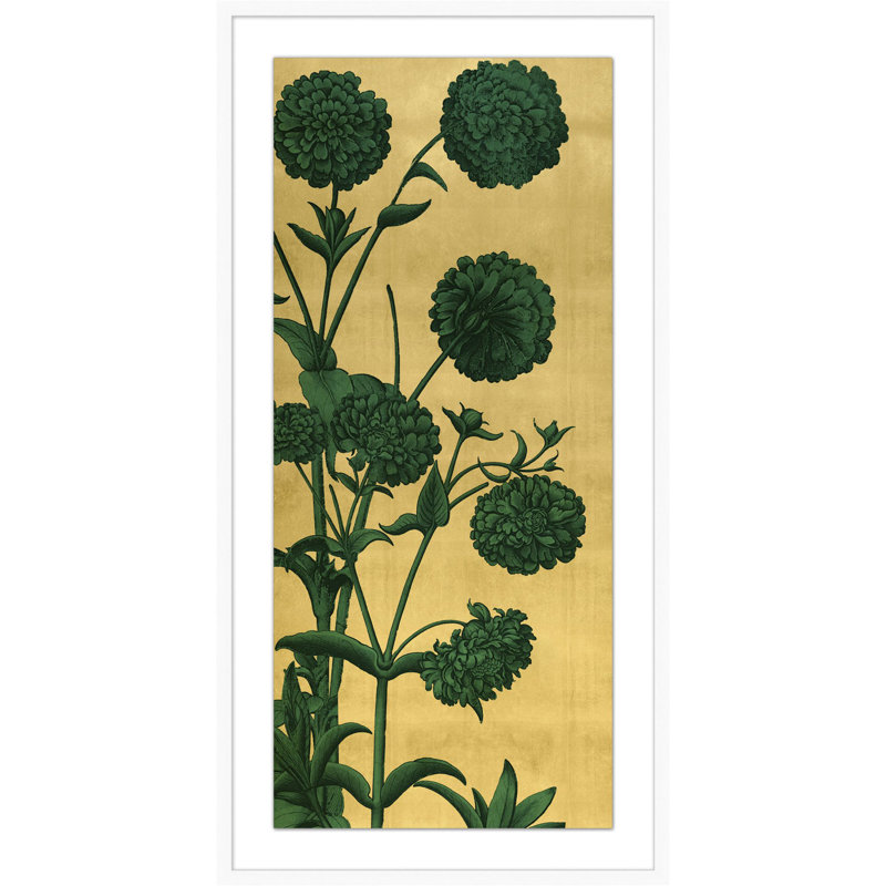 Gilded Floral Panel 4' Framed Graphic Art Print