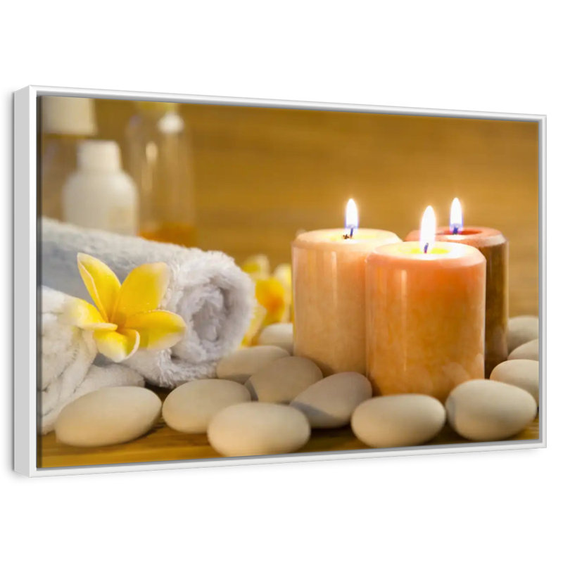 Spa trio de bougies, Cadre flottant blanc, 43 po x 29 po