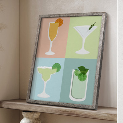 Colorblock Cocktails I Framed Print - Solid Wood