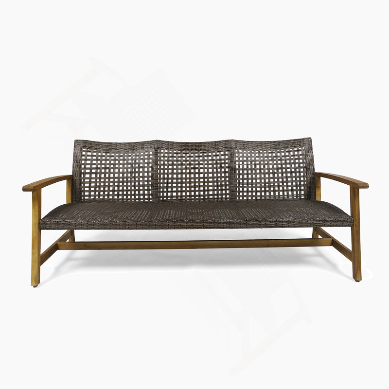 HAMPTON WOOD + WICKER 3 SEATER