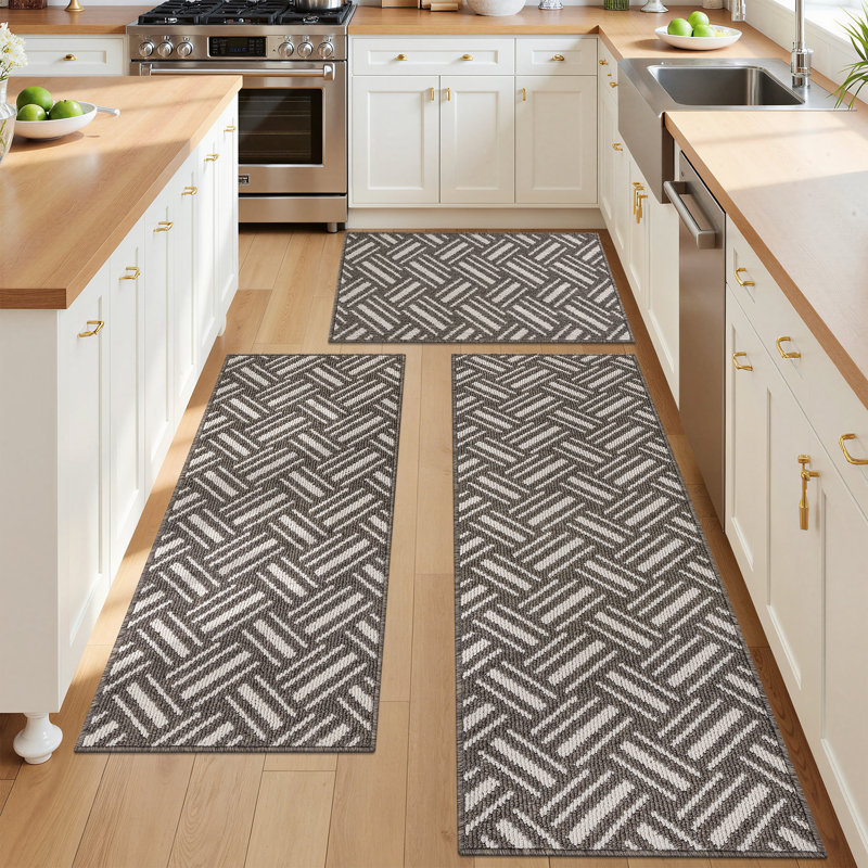 Tapis de cuisine antidérapant lavable à la machine, Brun