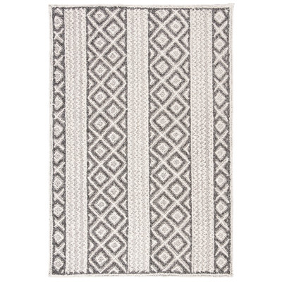 Tapis gris / beige touffeté à la main à motif géométrique Conner
