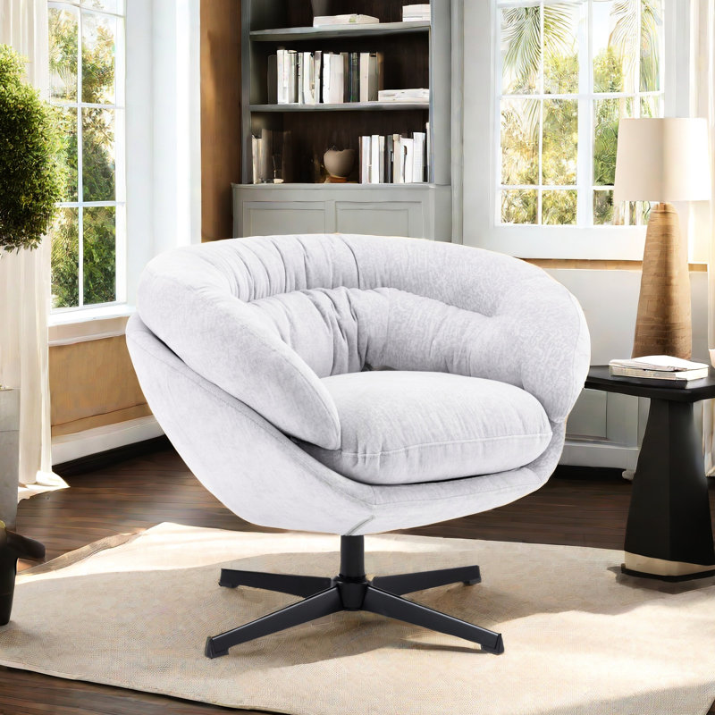 Chaise pivotante 360 en chenille grise - Offrez un soutien optimal à votre décor pour créer une chambre à coucher élégante