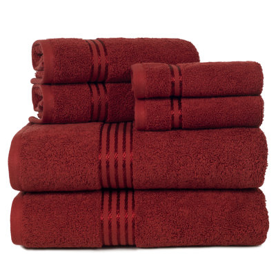 Ensemble de serviettes de salle de bain 6 pièces Lavish Home - Essentiels de salle de bain 100% coton 625GSM avec 2 débarbouillettes absorbantes, 2 débarbouillettes et 2 serviettes de bain pour la douche, la salle de sport, le dortoir et le spa (bourgogne)