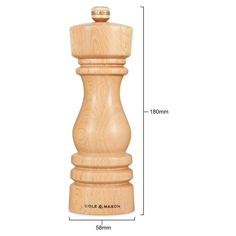 Beach Wood Pepper Mill, Natural, 18" H x 6" W x 6" D